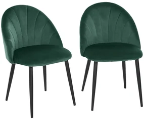 HOMCOM Set de 2 Scaune Căptușite fără Cotiere, Scaune pentru Sufrageri sau Bucatarie, 50x54x80 cm, Verde | Aosom Romania