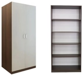 Dulap cu 2 Usi cu 4 Rafturi Depozitare 200x80x40 cm,Culoare Nuc Alb, Material PAL de 18mm