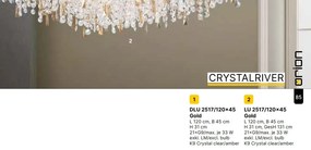 Lustra suspendata cristal K9 design elegant de lux CRYSTALRIVER aurie