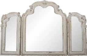 Oglinda de perete, bej, din lemn, aspect vintage, 122x3x84 cm