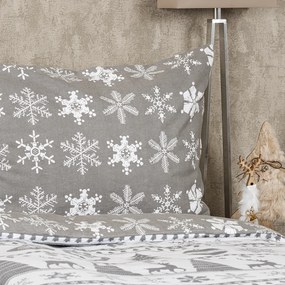 Lenjerie de pat din bumbac flanelCrăciun 4Home Christmas Time, gri, 140 x 200 cm, 70 x 90 cm