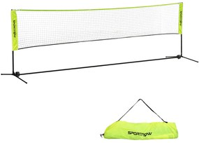 SPORTNOW Plasă de badminton, plasă portabilă, înălțime ajustabilă 107-155 cm, cu geantă de transport, cadru metalic, negru, galben | Aosom Romania