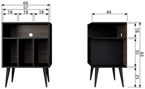 Dulap pentru pick-up negru/în culoare naturală din lemn de pin 60x83 cm James – WOOOD