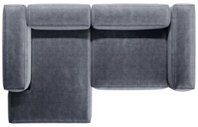 Colțar albastru prăfuit cu tapițerie din catifea reiată (cu colț pe partea stângă/cu șezlong) Bergamo – Cosmopolitan Design