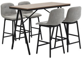 HOMCOM Set de Masa de Bar cu Scaune in Design Industrial, Topping Subtire, 120 cm x 60 cm x 91 cm, Gri deschis | Aosom Romania