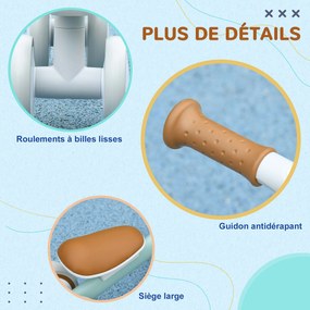 AIYAPLAY Bicicletă de Echilibru Copii 4 roți șa reglabilă, ghidon ergonomic aliaj aluminiu PP, copil 1-3 ani, Gri Maro Verde | Aosom Romania