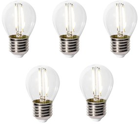 Set 5 becuri E27 dimbare LED lamp P45 helder glas 3W 250 lm 3000K