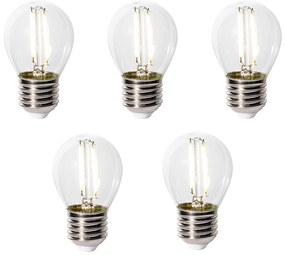 Set de 5 becuri LED E27 dimabile P45 sticlă transparentă 3W 250 lm 3000K