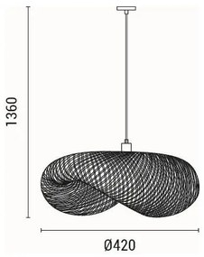 Lustră pe cablu 1xE27/40W/230V bambus
