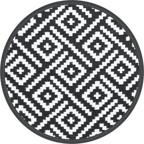 vidaXL Covor de exterior, ARAKIL alb și negru, Ø160 cm, PP