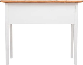 Birou, L100 48 H80 cm, 5 sertare, alb natur antic, lemn masiv