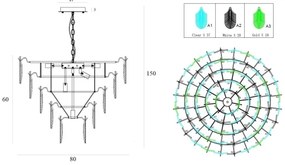 Lustră pe lanț MAXLIGHT P0418 ARWENA 15xE14/40W/230V d. 80 cm auriu
