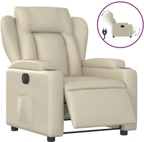 vidaXL Fotoliu rabatabil electric, crem, piele ecologică