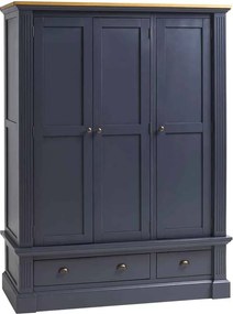 Dulap lemn masiv natur London 3 Usi Albastru/, 155 × 58 × 200 cm