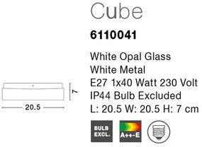 Plafoniera pentru baie moderna IP44 Cube 20,5cm NVL-6110041