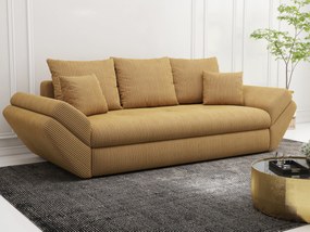 Canapea extensibilă dumonde cu ladă de depozitare si sezut confortabil din spuma high-density, Loana Zoom Mustar 250x100 cm