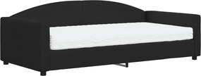 vidaXL Pat de zi cu saltea, negru, 100x200 cm, textil
