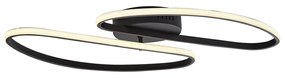 Plafonieră de design negru mat 65 cm cu 2 lumini, cu dimmer în 3 trepte - Pepe