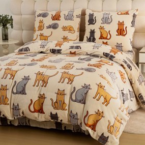 Lenjerie de pat microplus COLORED CATS crem Dimensiune lenjerie de pat: 70 x 90 cm | 140 x 200 cm