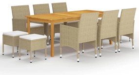 vidaXL Set mobilier de grădină, 11 piese, bej