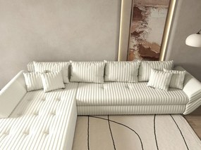 Colțar extensibil dumonde cu ladă de depozitare si sezut confortabil din spuma high-density, Loana XL Ambience Ivory 335x185 cm