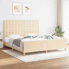 3125402 vidaXL Cadru de pat cu tăblie, crem, 180x200 cm, textil
