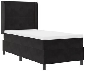 vidaXL Pat box spring cu saltea, negru, 90x190 cm, catifea