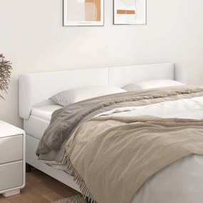 Tablie de pat cu aripioare alb 203x23x78 88 cm piele ecologica 1, Alb, 203 x 23 x 78 88 cm