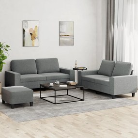 vidaXL Set de canapele, 3 piese, gri închis, textil