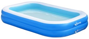Outsunny Piscină Gonflabilă Dreptunghiulară pentru 1-2 Adulți cu Supapă de Scurgere PVC Albastru Ideală pentru Relaxare în Curte | Aosom Romania