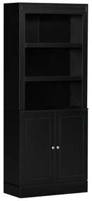 HOMCOM Bufet Bucătărie Lemn cu Spațiu Depozitare, Etajere Ajustabile, Dulap 2 Uși, Design Modern, Negru | Aosom Romania
