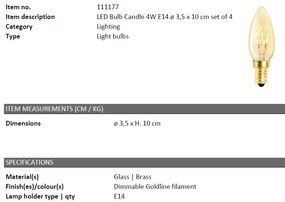 Set de 4 becuri E14 LED Bulb Candle 4W 111177 HZ