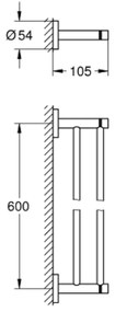 Suport prosop baie dublu Grohe Essentials 60 cm crom lucios Crom lucios