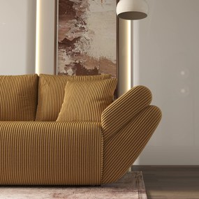 Canapea extensibilă dumonde cu ladă de depozitare si sezut confortabil din spuma high-density, Berlin Zoom Mustar 300x100 cm