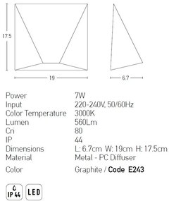 Aplica LED de perete pentru iluminat exterior Hany
