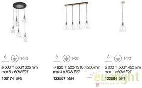 Lustra cu 4 pendule din sticla suflata, GRETEL SB4 122557