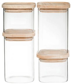 Set 4 recipiente sticla borosilicata, 0,5+0.5+1+1 L