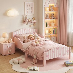 AIYAPLAY Pat Montessori pentru Copii 3-6 Ani Design în Formă de Fundă cu Protecții Anti-cădere, 146 x 76,5 cm, Roz | Aosom Romania