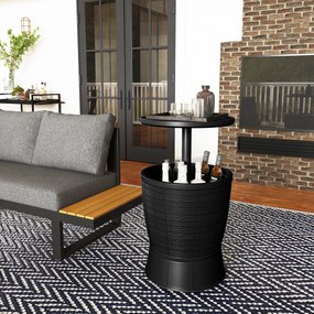 Outsunny Masă-Frigider pentru Exterior 41 L 3 în 1 Cool Bar Masă Auxiliară cu Înălțime Reglabilă Găleată pentru Gheață Capac Rabatabil Negru | Aosom Romania