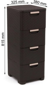 Dulap de baie maro închis înalt din plastic 33x79 cm Rattan – Curver