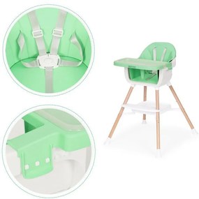 Scaun înalt pentru copii 2 în 1 verde