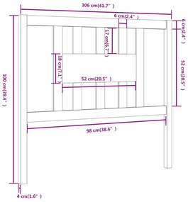 Tablie de pat, 106x4x100 cm, lemn masiv de pin 1, Maro, 106 x 4 x 100 cm