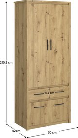 Dulap 4D1S/40, stejar Artisan, AIRON