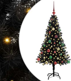 vidaXL Brad de Crăciun cu 150 LED cu suport Negru 150 cm PVC