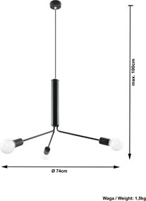 Lustră neagră cu abajur din metal ø 74 cm Donato – Sollux