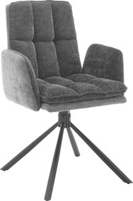 Scaun LIVIA, gri inchis/negru, stofa clasica/metal, 60x67x90 cm