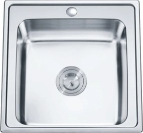 Chiuveta inox Inter Ceramic Tampico cu o cuva fara picurator finisaj inox satinat 50x50 cm