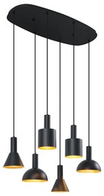 Lampă suspendată modernă neagră cu 6 lumini - Biles