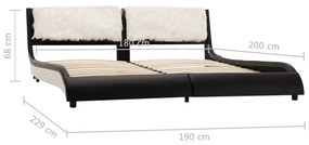 Cadru de pat cu LED, negru si alb, 180x200 cm, piele ecologica black and white (hairy headboard), 180 x 200 cm