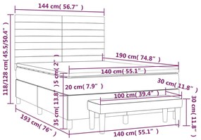 Pat box spring cu saltea, albastru, 140x200 cm, textil Albastru, 140 x 190 cm, Benzi orizontale